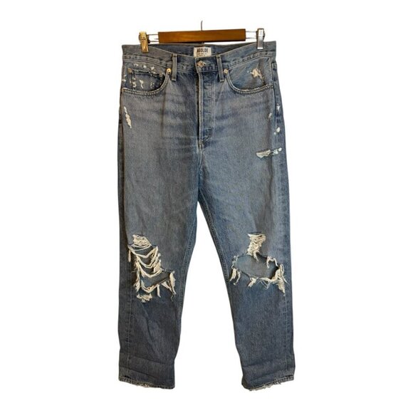 AGOLDE Jeans Women's Size 29 90s Mid Rise‎ Loose Fit Distressed Button Fly Denim - Picture 1 of 4